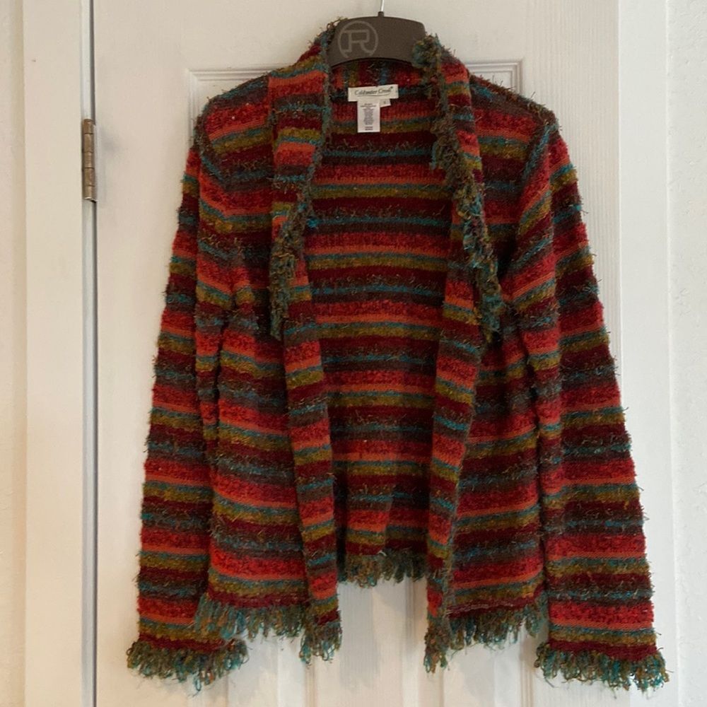 Coldwater Creek multicolored boho open front cardigan Small